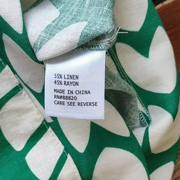 NWT Nicole Miller Linen Shirt Crop Jacket Tropical Button-Up Short Sleeve Size M - Picture 9 of 11